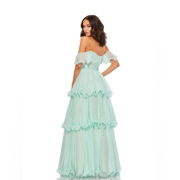 Off shoulder shimmery chiffon gown - Picture 2 of 3